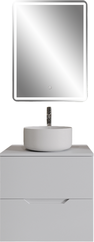 Мебель для ванной комнаты Orange Line 60 подвесная, 2 ящика, матовая белая с раковиной B07-345W