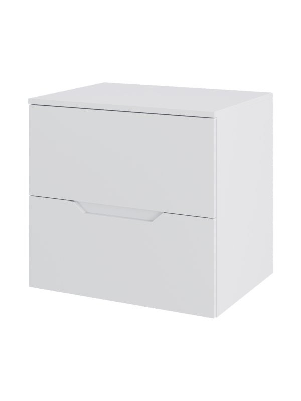 Мебель для ванной комнаты Orange Line 60 подвесная, 2 ящика, матовая белая с раковиной B07-345W