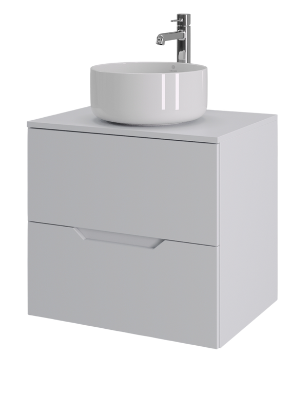 Мебель для ванной комнаты Orange Line 60 подвесная, 2 ящика, матовая белая с раковиной B07-345W