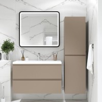 Мебель для ванной комнаты Art&Max Bianchi 90 подвесная, капучино матовый, белая раковина