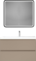 Мебель для ванной комнаты Art&Max Bianchi 90 подвесная, капучино матовый, белая раковина
