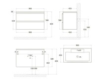 Мебель для ванной комнаты Art&Max Bianchi 90 подвесная, капучино матовый, белая раковина