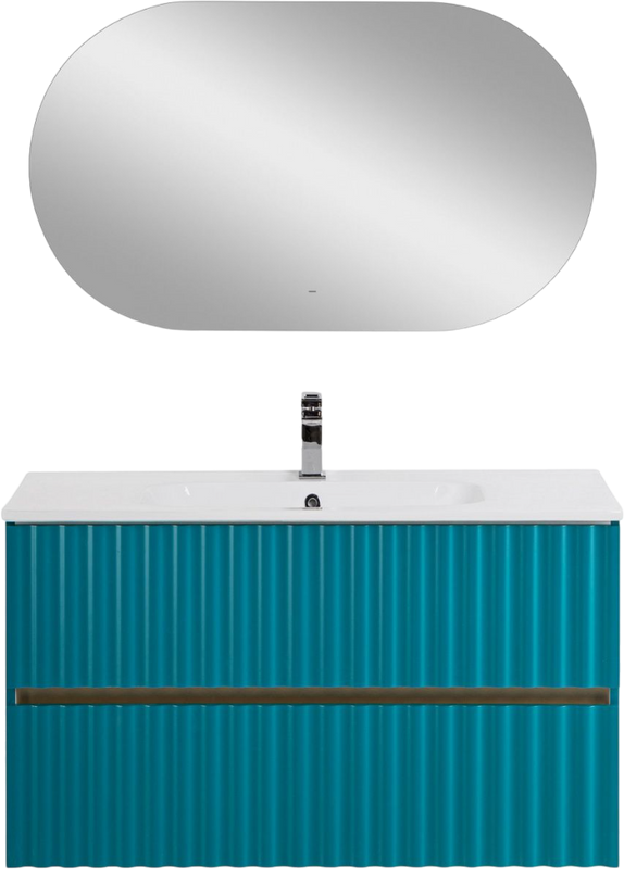 Мебель для ванной комнаты Art&Max Elegant 100 подвесная, бирюзовая матовая
