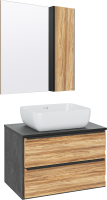 Мебель для ванной комнаты Runo Мальта 70 дуб, черная, раковина Cuatro 50