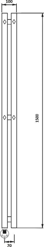 Полотенцесушитель электрический Secado Сандриго 2К 1500/70 155x10 см, подключение слева, хром, I-образный