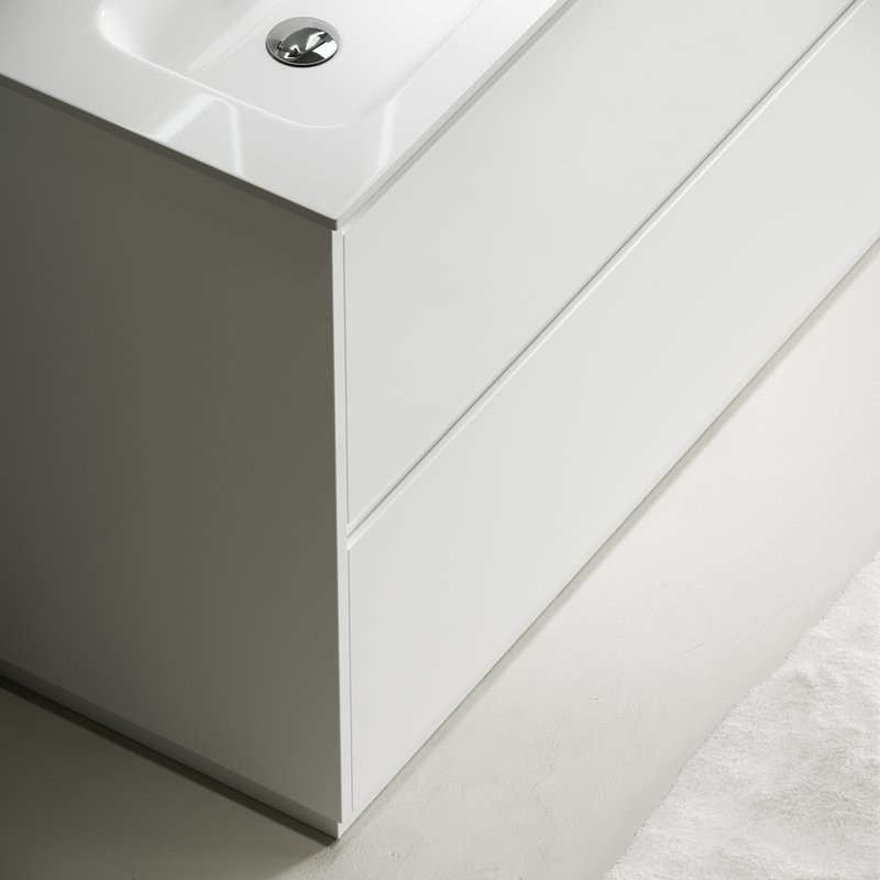 Тумба с раковиной Sancos Libra Floor 120 двойная белая раковина CN7004, белый глянец