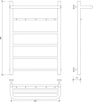 Полотенцесушитель водяной Secado Триада 1 КСП 80x55 см, графит, лесенка, с полкой