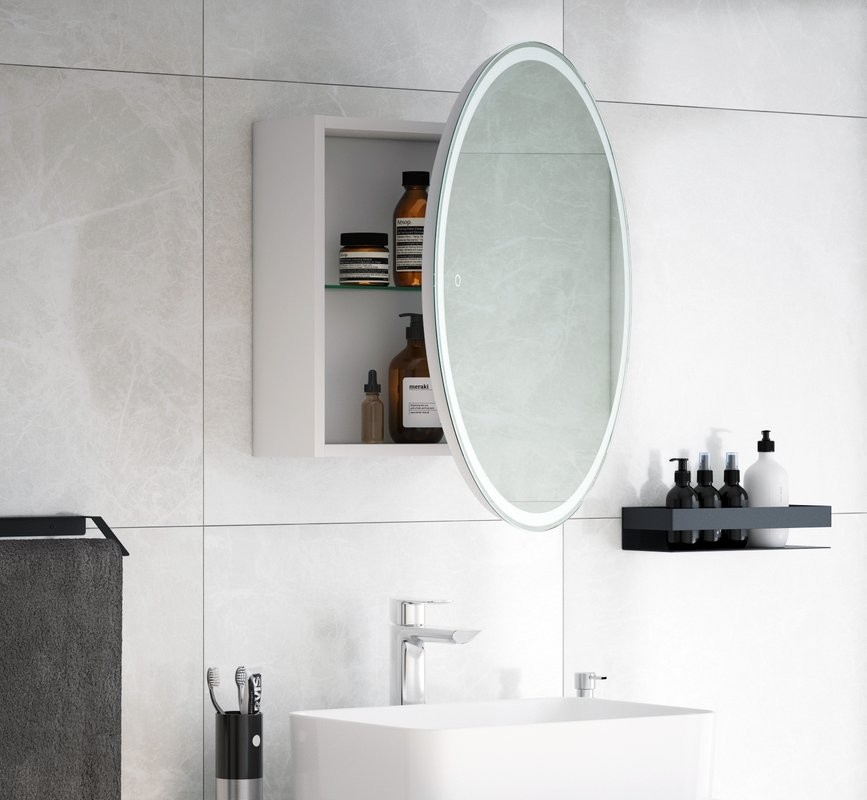 Зеркало-шкаф Corozo Орио универсальное 65, с подсветкой, белое