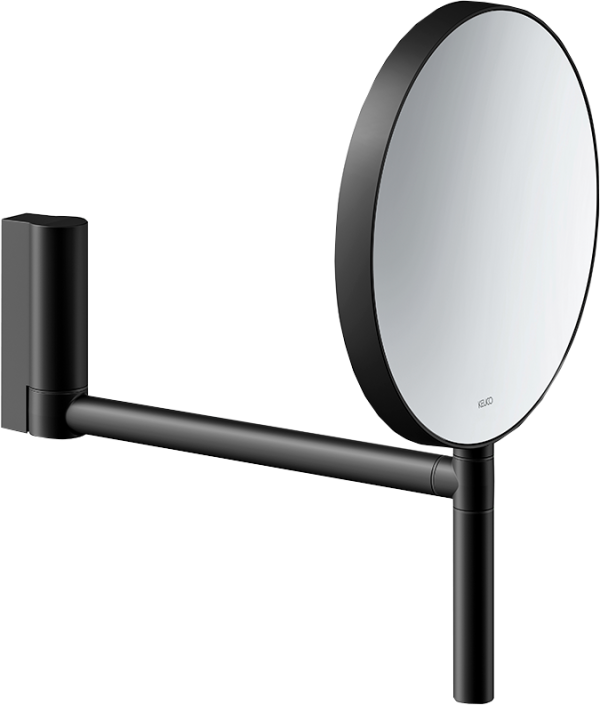 Косметическое зеркало Keuco Plan без подсветки, двухстороннее, поворотное, черное матовое