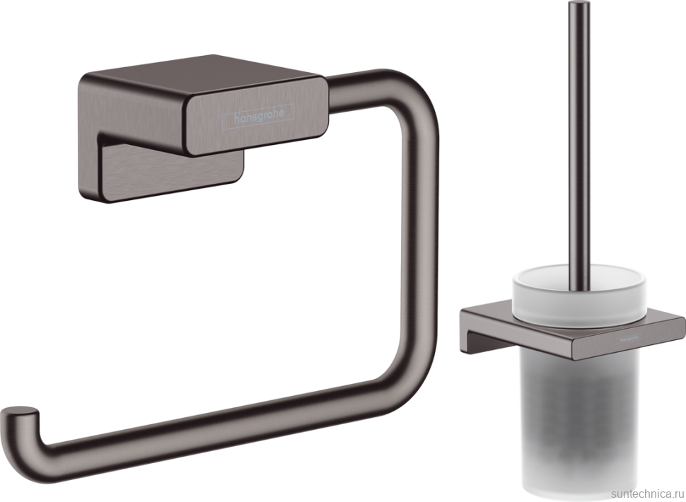 Набор Ершик Hansgrohe AddStoris 41752340 шлифованный черный хром + Держатель 41771340 шлифованный черный хром