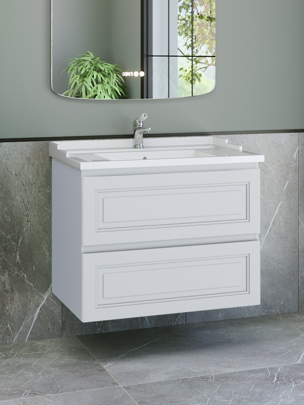 Тумба с раковиной Caprigo Wales 80 матовая белая