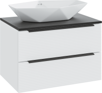 Тумба с раковиной Runo Орлеан 70 белая матовая, черная, раковина Poligono 65