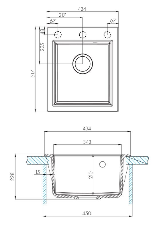 Мойка кухонная AQUATON Линеа 43, латте
