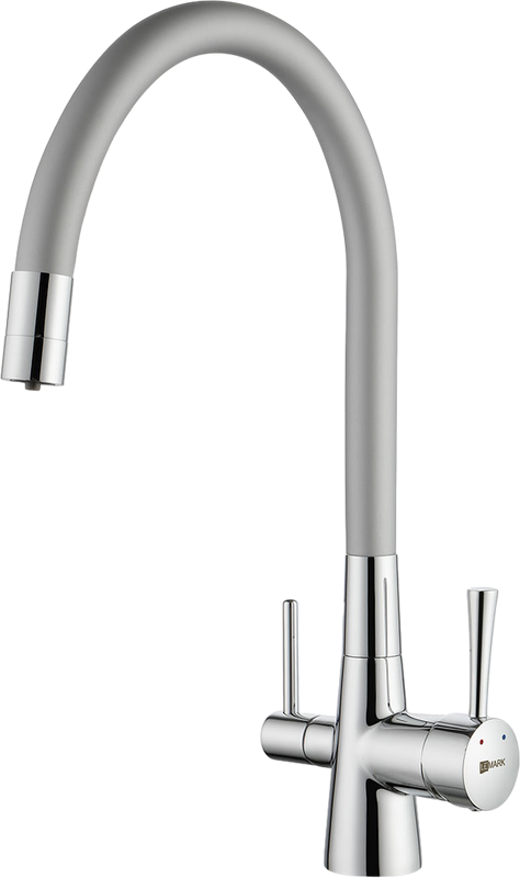 Комплект Мойка Paulmark Flugen 60 PM317850-GR серая + Смеситель Lemark Comfort LM3075C-Silver с гибким изливом, хром, серебристый