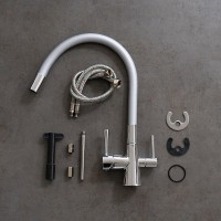 Комплект Мойка Paulmark Flugen 60 PM317850-GR серая + Смеситель Lemark Comfort LM3075C-Silver с гибким изливом, хром, серебристый