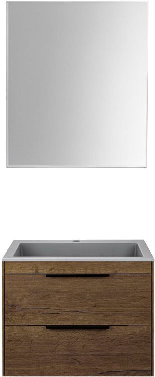 Мебель для ванной комнаты Vincea Chiara 2D 60, 2 ящика, дуб табак, с серой раковиной