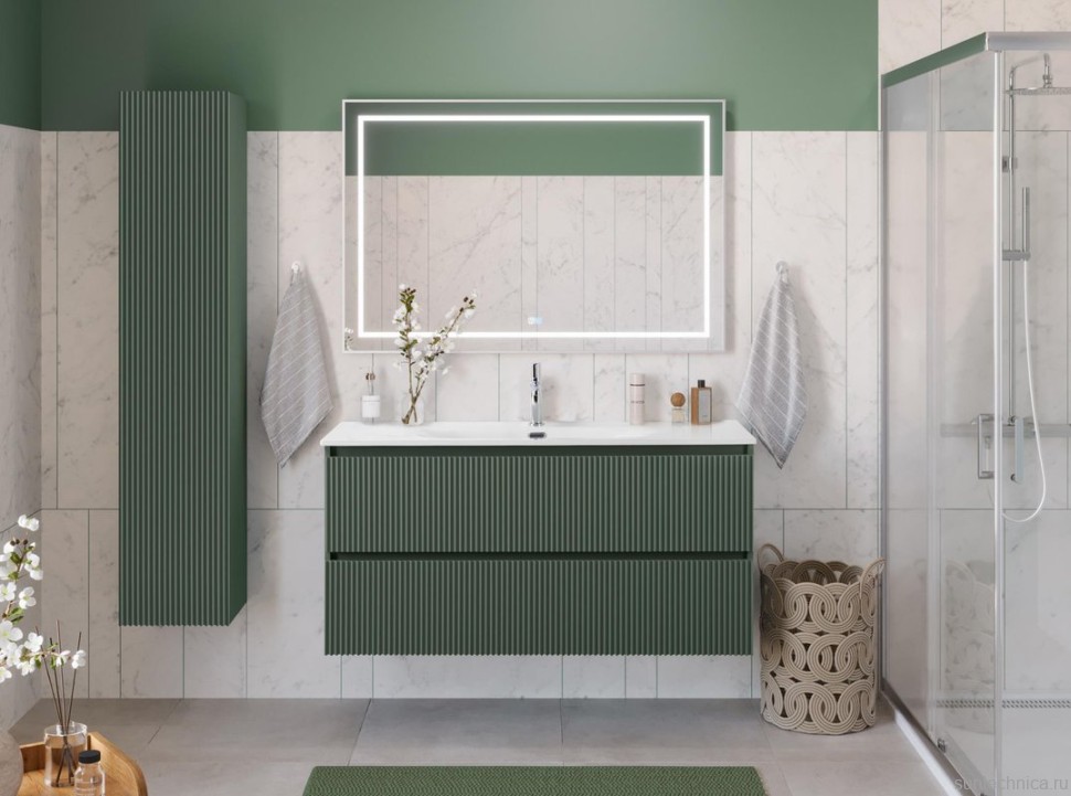 Тумба под раковину без столешницы BelBagno Uno 120 подвесная, 2 ящика, матовая еловая