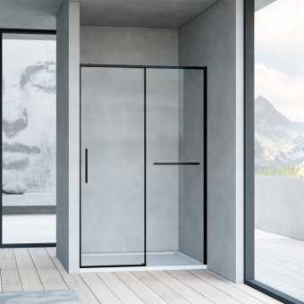 Душевая дверь в нишу Vincea Slim Soft 110 см, профиль черный, стекло прозрачное