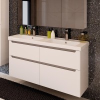 Тумба с раковиной Lemark Buno 120 белая глянцевая, 4 ящика