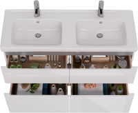 Тумба с раковиной Lemark Buno 120 белая глянцевая, 4 ящика