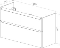 Тумба с раковиной Lemark Buno 120 белая глянцевая, 4 ящика