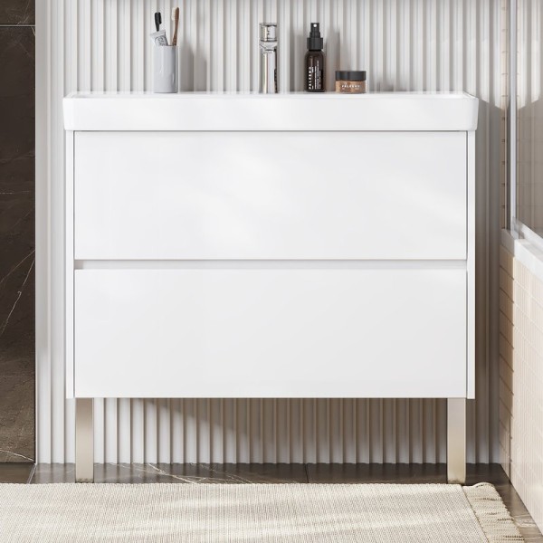 Тумба под раковину AQUATON Сканди 90 белый глянец, белый матовый