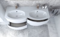 Тумба с раковиной Cezares Vague 140 две чаши bianco lucido
