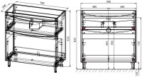 Тумба под раковину Style Line Бергамо Мини 80 Люкс Plus напольная, антискрейтч черная