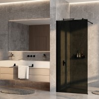 Душевая перегородка Wasserkraft Rur 30W 90 см, профиль матовый черный, стекло тонированное