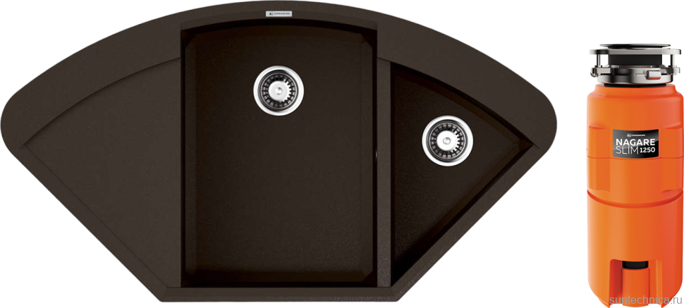 Комплект Мойка Omoikiri Sakaime 105C-DC темный шоколад + Измельчитель Nagare slim 1250