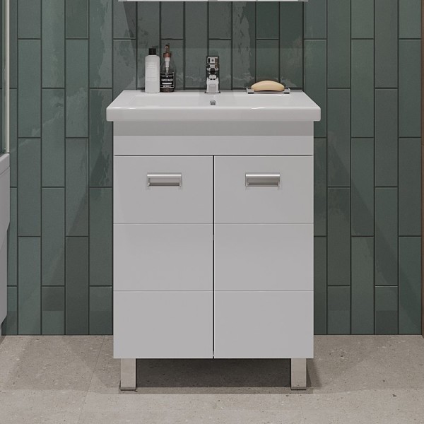 Тумба под раковину Orange Таис 60, напольная, белый глянец