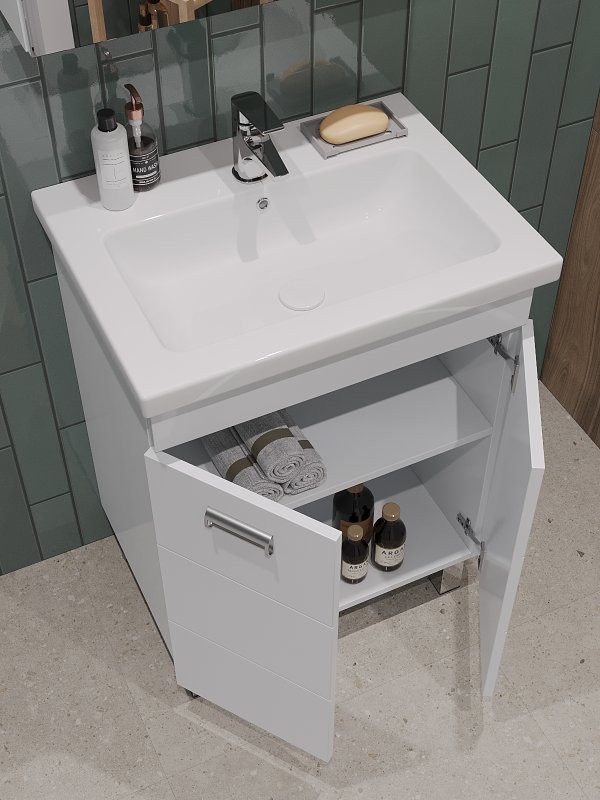 Тумба под раковину Orange Таис 60, напольная, белый глянец