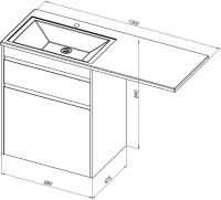Тумба с раковиной Aquanet Токио 68 1 ящик, с бельевой корзиной R