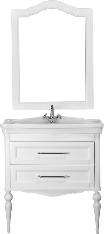 Мебель для ванной комнаты ValenHouse Эстетика 80, белая, подвесная, ручки хром, раковина Модерн