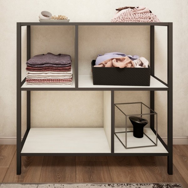 Шкаф Sanflor Лофт 80x79, северное дерево светлое, черный муар