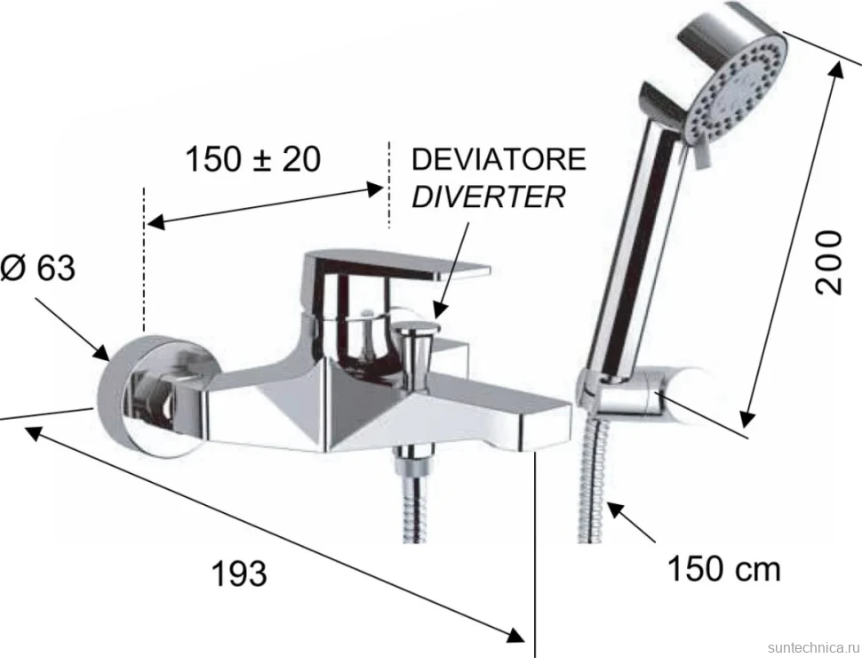 Смеситель для ванны с душем Remer Dream D02
