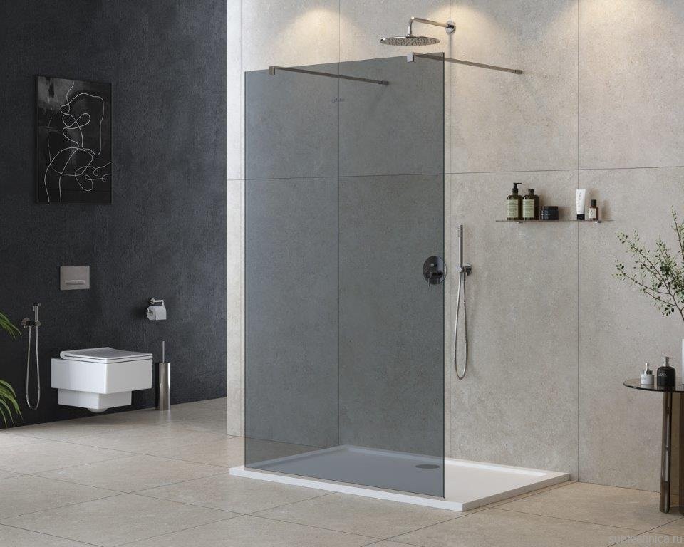 Душевая перегородка Cezares Liberta -L-2-120-120-GR-Cr профиль хром, стекло серое