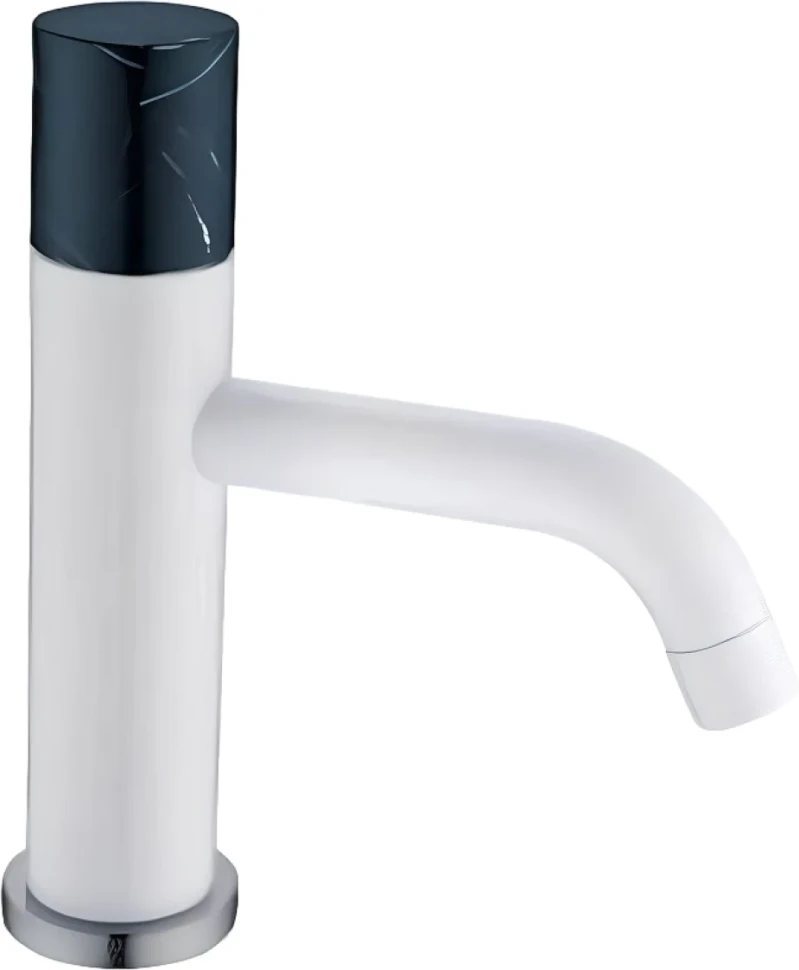 Смеситель для раковины Boheme Stick 121-W-MR-B белый, черный мрамор