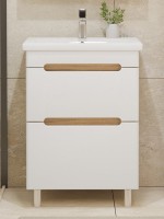 Тумба под раковину без столешницы SanStar Diva 50 напольная матовая белая, дуб вотан