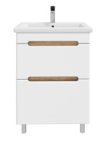 Тумба под раковину без столешницы SanStar Diva 50 напольная матовая белая, дуб вотан