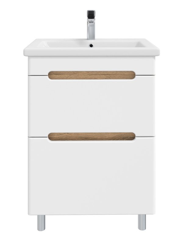 Тумба под раковину без столешницы SanStar Diva 50 напольная матовая белая, дуб вотан