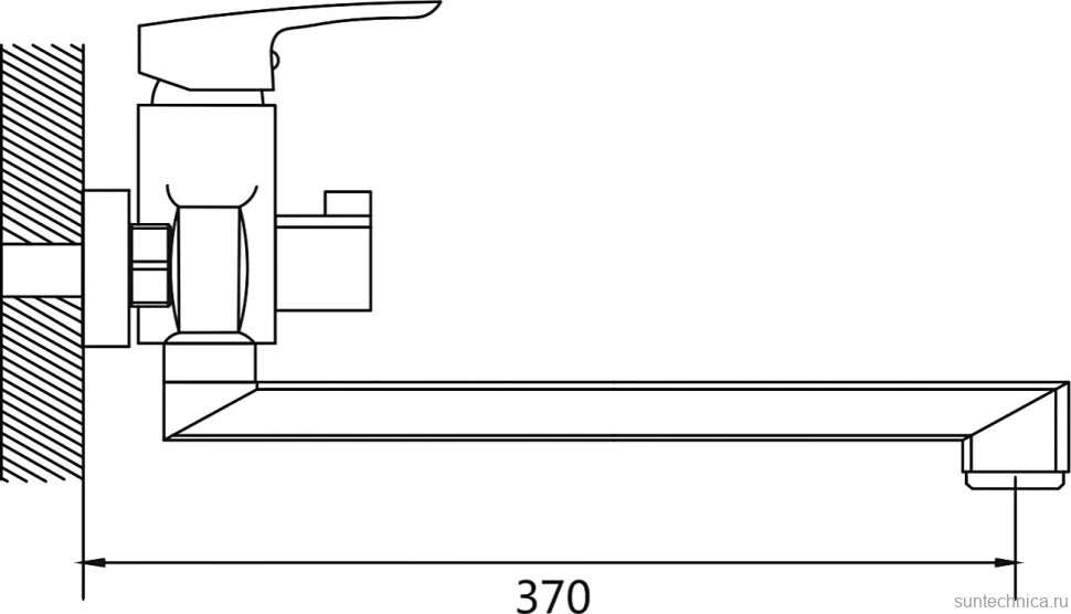 Смеситель с длинным изливом для ванны Shevanik S8522T оружейная сталь