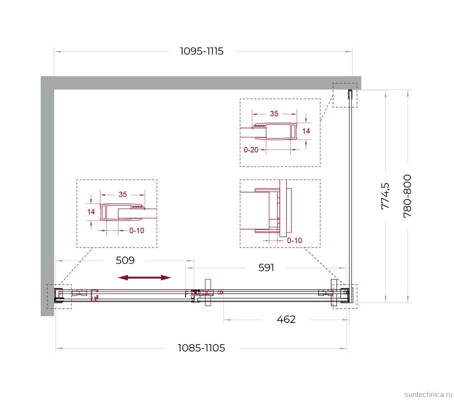 Душевой уголок BelBagno Soft Close-1 AH-1-110/80-C-Cr профиль хром