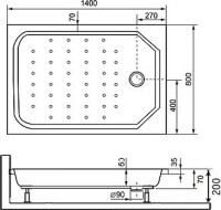 Поддон для душа RGW Style PR 140x80 с сифоном