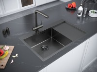 Комплект Мойка Paulmark Kroner PM217851-GML вороненая сталь L + Измельчитель Bone Crusher BC 910-AS