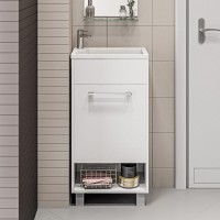Тумба с раковиной 1MarKa Lira 40Н L, напольная, белый глянец