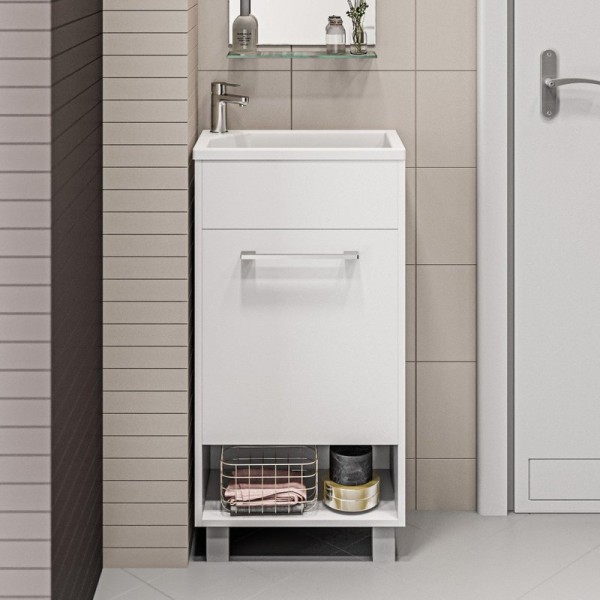 Тумба с раковиной 1MarKa Lira 40Н L, напольная, белый глянец