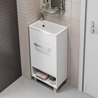 Тумба с раковиной 1MarKa Lira 40Н L, напольная, белый глянец