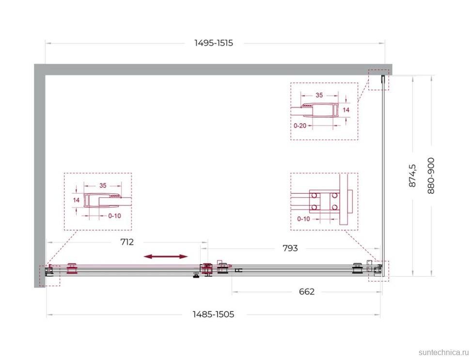 Душевой уголок BelBagno Soft Close-2 AH-1-150/90-C-Cr профиль хром