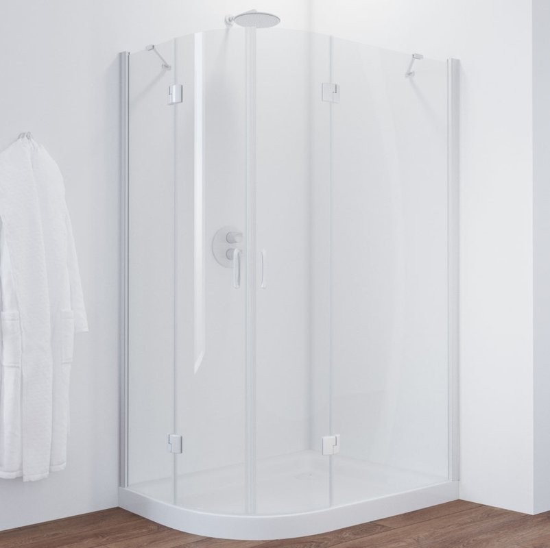 Душевой уголок Vegas Glass AFS-F 120*110 01 01 R профиль белый, стекло прозрачное